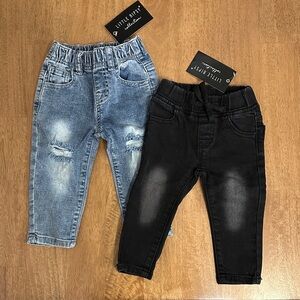 NWT - Little Bipsy Light Distressed and Black Wash Denim Size 6-12M